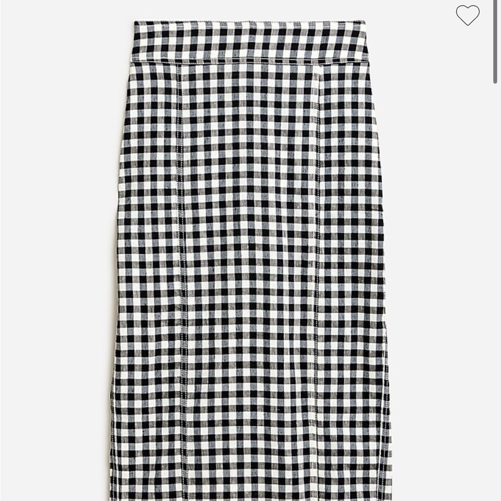 Jcrew Midi pencil skirt in gingham stretch linen-viscose blend